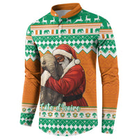 Ivory Coast Christmas Button Sweatshirt Black Santa With Forest Elephant - Wonder Print Shop