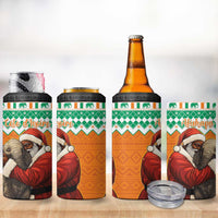 Ivory Coast Christmas 4 in 1 Can Cooler Tumbler Black Santa With Forest Elephant - Wonder Print Shop