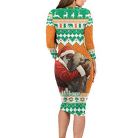 Ivory Coast Christmas Family Matching Long Sleeve Bodycon Dress and Hawaiian Shirt Black Santa With Forest Elephant - Wonder Print Shop