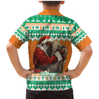 Ivory Coast Christmas Family Matching Mermaid Dress and Hawaiian Shirt Black Santa With Forest Elephant - Wonder Print Shop