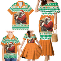 Ivory Coast Christmas Family Matching Mermaid Dress and Hawaiian Shirt Black Santa With Forest Elephant - Wonder Print Shop