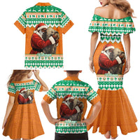 Ivory Coast Christmas Family Matching Mermaid Dress and Hawaiian Shirt Black Santa With Forest Elephant - Wonder Print Shop