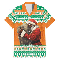 Ivory Coast Christmas Family Matching Mermaid Dress and Hawaiian Shirt Black Santa With Forest Elephant - Wonder Print Shop