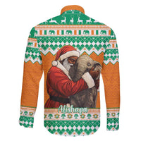Ivory Coast Christmas Family Matching Mermaid Dress and Hawaiian Shirt Black Santa With Forest Elephant - Wonder Print Shop