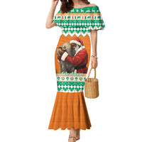 Ivory Coast Christmas Family Matching Mermaid Dress and Hawaiian Shirt Black Santa With Forest Elephant - Wonder Print Shop