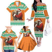 Ivory Coast Christmas Family Matching Off The Shoulder Long Sleeve Dress and Hawaiian Shirt Black Santa With Forest Elephant - Wonder Print Shop