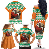 Ivory Coast Christmas Family Matching Off The Shoulder Long Sleeve Dress and Hawaiian Shirt Black Santa With Forest Elephant - Wonder Print Shop
