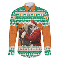 Ivory Coast Christmas Family Matching Off Shoulder Maxi Dress and Hawaiian Shirt Black Santa With Forest Elephant - Wonder Print Shop