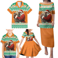 Ivory Coast Christmas Family Matching Puletasi and Hawaiian Shirt Black Santa With Forest Elephant - Wonder Print Shop