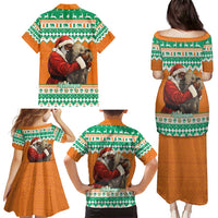 Ivory Coast Christmas Family Matching Puletasi and Hawaiian Shirt Black Santa With Forest Elephant - Wonder Print Shop