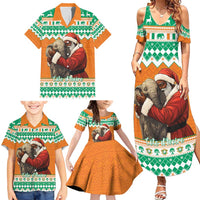 Ivory Coast Christmas Family Matching Summer Maxi Dress and Hawaiian Shirt Black Santa With Forest Elephant - Wonder Print Shop