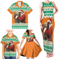 Ivory Coast Christmas Family Matching Tank Maxi Dress and Hawaiian Shirt Black Santa With Forest Elephant - Wonder Print Shop