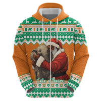 Ivory Coast Christmas Hoodie Black Santa With Forest Elephant - Wonder Print Shop