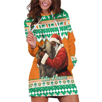 Ivory Coast Christmas Hoodie Dress Black Santa With Forest Elephant - Wonder Print Shop