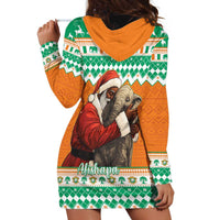 Ivory Coast Christmas Hoodie Dress Black Santa With Forest Elephant - Wonder Print Shop
