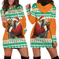 Ivory Coast Christmas Hoodie Dress Black Santa With Forest Elephant - Wonder Print Shop