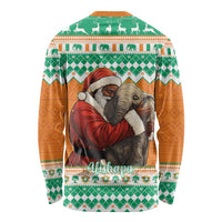 Ivory Coast Christmas Long Sleeve Shirt Black Santa With Forest Elephant - Wonder Print Shop