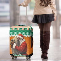 Ivory Coast Christmas Luggage Cover Black Santa With Forest Elephant - Wonder Print Shop