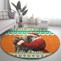 Ivory Coast Christmas Round Carpet Black Santa With Forest Elephant