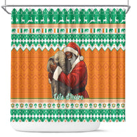 Ivory Coast Christmas Shower Curtain Black Santa With Forest Elephant