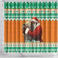 Ivory Coast Christmas Shower Curtain Black Santa With Forest Elephant