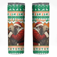 Ivory Coast Christmas Skinny Tumbler Black Santa With Forest Elephant - Wonder Print Shop
