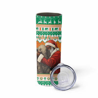 Ivory Coast Christmas Skinny Tumbler Black Santa With Forest Elephant - Wonder Print Shop