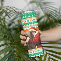 Ivory Coast Christmas Skinny Tumbler Black Santa With Forest Elephant - Wonder Print Shop