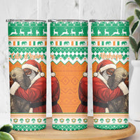 Ivory Coast Christmas Skinny Tumbler Black Santa With Forest Elephant - Wonder Print Shop