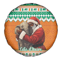 Ivory Coast Christmas Spare Tire Cover Black Santa With Forest Elephant - Wonder Print Shop