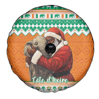 Ivory Coast Christmas Spare Tire Cover Black Santa With Forest Elephant - Wonder Print Shop