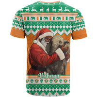 Ivory Coast Christmas T Shirt Black Santa With Forest Elephant - Wonder Print Shop