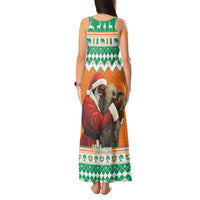 Ivory Coast Christmas Tank Maxi Dress Black Santa With Forest Elephant - Wonder Print Shop