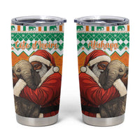 Ivory Coast Christmas Tumbler Cup Black Santa With Forest Elephant - Wonder Print Shop