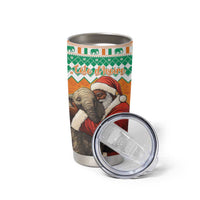 Ivory Coast Christmas Tumbler Cup Black Santa With Forest Elephant - Wonder Print Shop