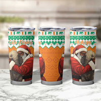 Ivory Coast Christmas Tumbler Cup Black Santa With Forest Elephant - Wonder Print Shop