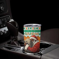 Ivory Coast Christmas Tumbler Cup Black Santa With Forest Elephant - Wonder Print Shop