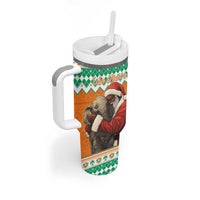 Ivory Coast Christmas Tumbler With Handle Black Santa With Forest Elephant - Wonder Print Shop