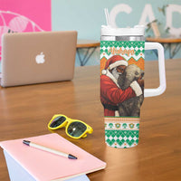 Ivory Coast Christmas Tumbler With Handle Black Santa With Forest Elephant - Wonder Print Shop