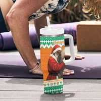 Ivory Coast Christmas Tumbler With Handle Black Santa With Forest Elephant - Wonder Print Shop