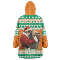 Ivory Coast Christmas Wearable Blanket Hoodie Black Santa With Forest Elephant - Wonder Print Shop