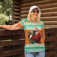 Ivory Coast Christmas Women Polo Shirt Black Santa With Forest Elephant - Wonder Print Shop