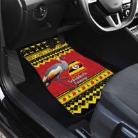 Uganda Christmas Car Mats Grey Crowned Crane With Flag Map - Wonder Print Shop