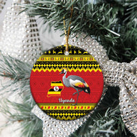 Uganda Christmas Ceramic Ornament Grey Crowned Crane With Flag Map - Wonder Print Shop