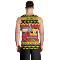 Uganda Christmas Men Tank Top Grey Crowned Crane With Flag Map - Wonder Print Shop