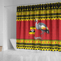 Uganda Christmas Shower Curtain Grey Crowned Crane With Flag Map