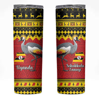 Uganda Christmas Skinny Tumbler Grey Crowned Crane With Flag Map LT15