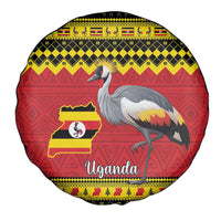 Uganda Christmas Spare Tire Cover Grey Crowned Crane With Flag Map - Wonder Print Shop