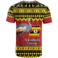 Uganda Christmas T Shirt Grey Crowned Crane With Flag Map - Wonder Print Shop