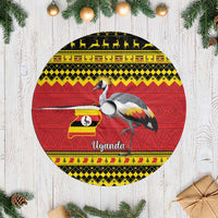 Uganda Christmas Tree Skirt Grey Crowned Crane With Flag Map - Wonder Print Shop